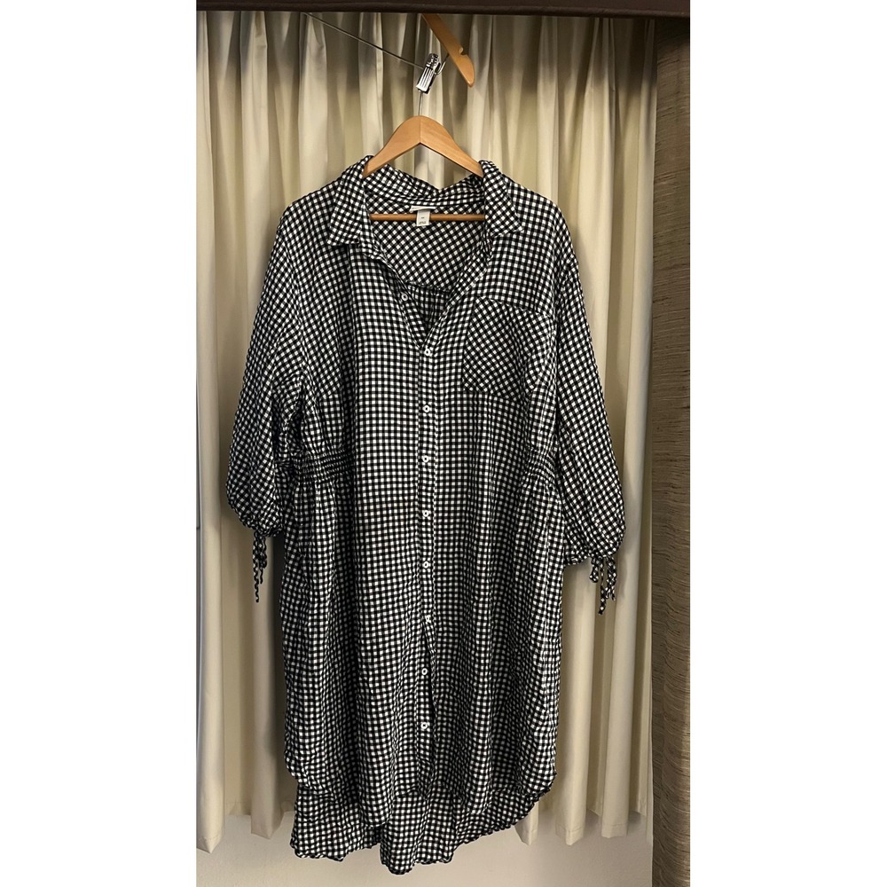 Ava & Viv Gingham Shirt Dress - Plus